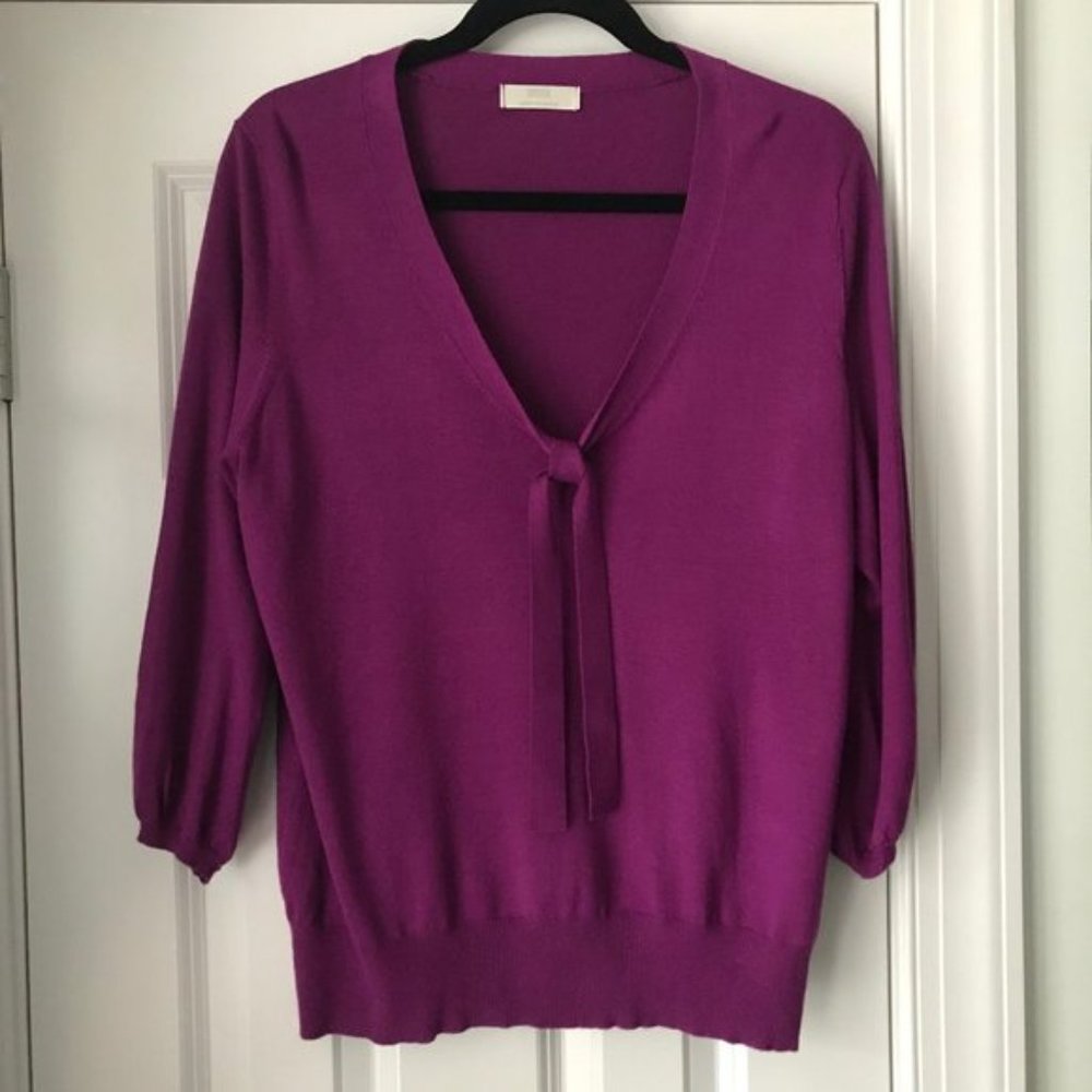 💗 NEW M&S Berry Soft Knit Tie Neck Sweater 16 - Picture 4 of 9